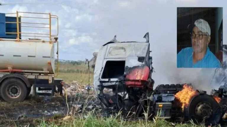 Caminhoneiro de Rondônia morre carbonizado em grave acidente com quatro veículos no Mato Grosso