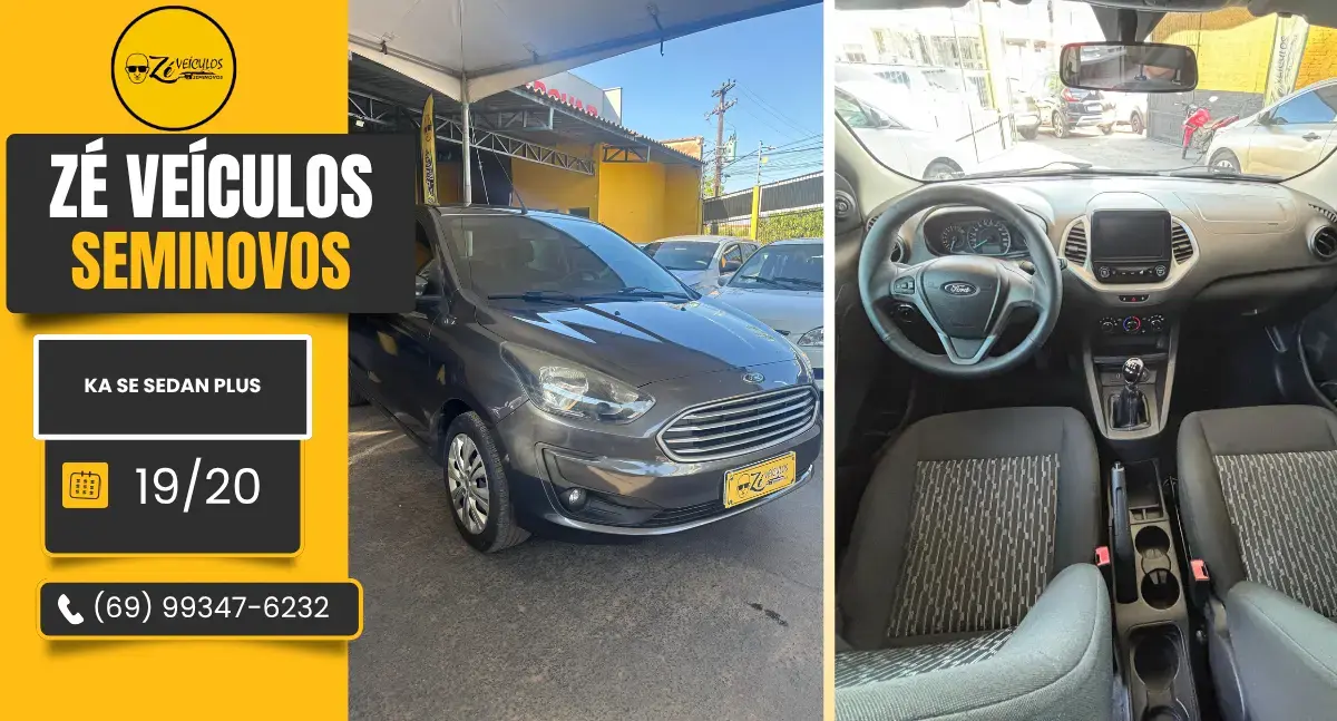Ford Ka Sedan Plus 2020 compacto e com motor 1.0 na Zé Veículos