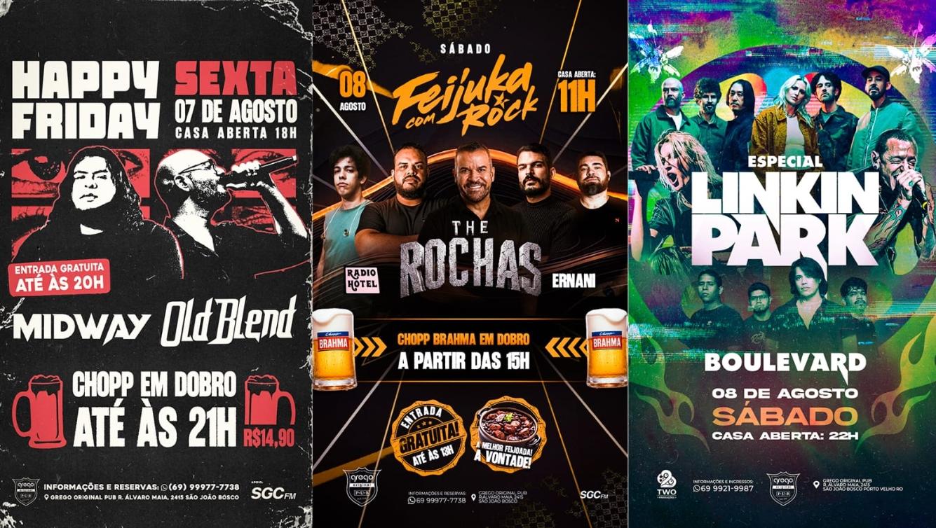 GREGO ORIGINAL PUB: Happy Friday, Feijuka com Rock e Especial Linkin Park agitam o fim de semana