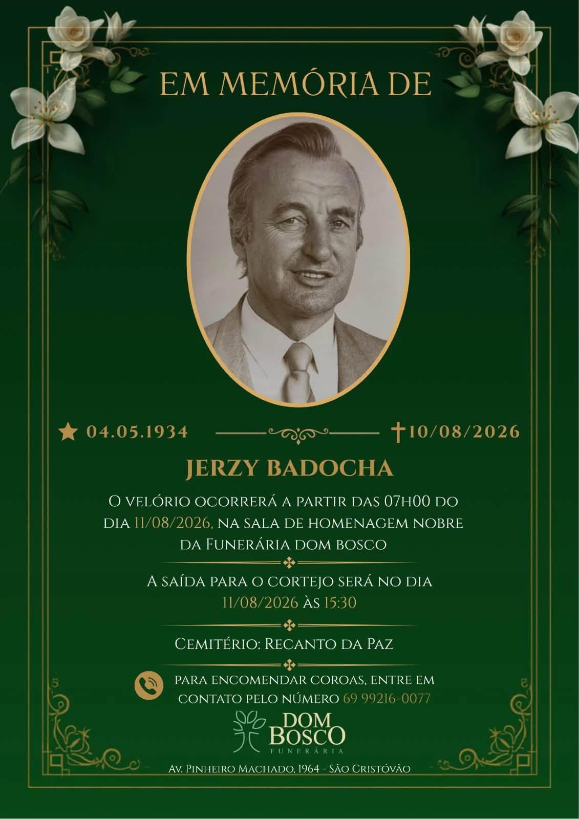 LUTO: Morre em Porto Velho o ex-deputado e ex-vereador Jerzy Badocha