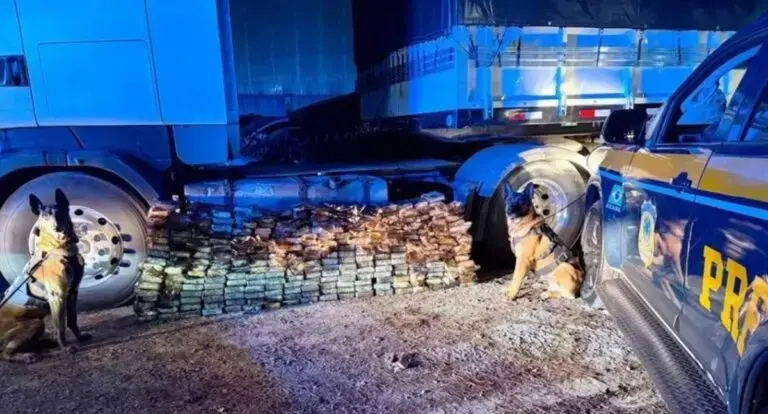  PRF apreende quase trezentos quilos de cocaína ocultos em tanque de carreta na BR-277 
