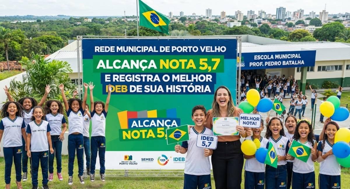 Rede municipal de Porto Velho alcança nota 5,7 e registra o melhor Ideb de sua história