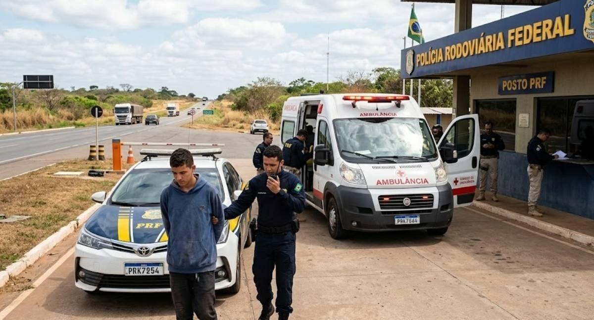 Adolescente de 15 anos é apreendido depois de furtar ambulância e dirigir em zigue-zague na BR-364