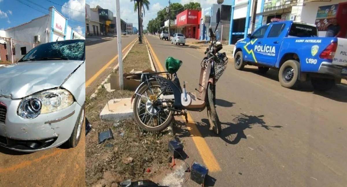 Colisão entre bicicleta elétrica e carro deixa homem gravemente ferido em RO