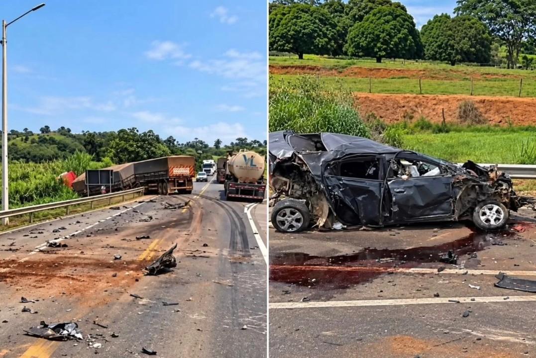 Três pessoas ficam feridas em grave acidente na BR-364