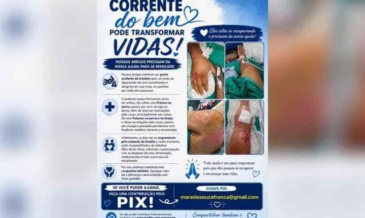 ARRECADAÇÃO: Casal atingido por pneu em acidente na BR-364 precisa de auxilia