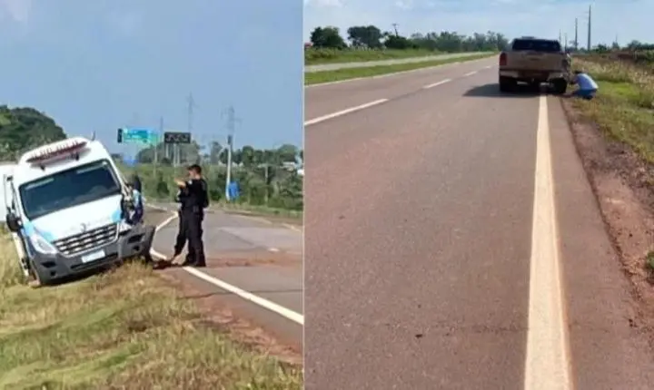 Caminhonete bate em van que transportava detentos na BR-429