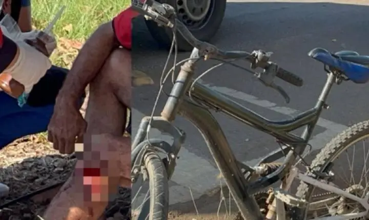 Ciclista fica ferido depois de colidir contra caminhonete na contramão na Avenida Rio Madeira em Porto Velho