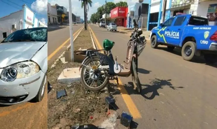 Colisão entre bicicleta elétrica e carro deixa homem gravemente ferido em RO