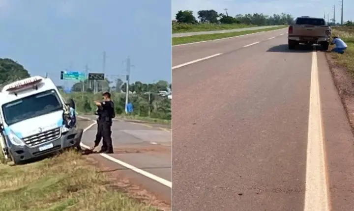 Colisão entre caminhonete e van de transporte de detentos é registrada na BR-429