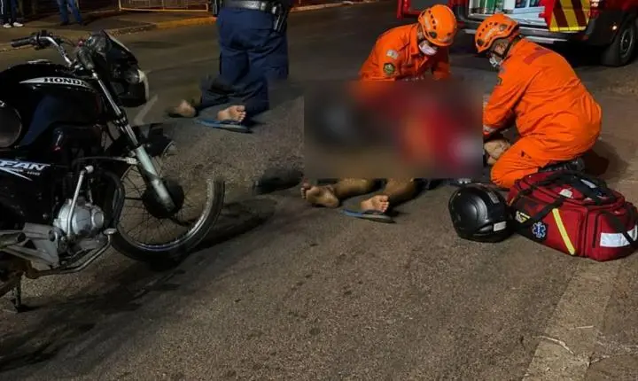 Colisão entre duas motocicletas deixa condutor ferido no cruzamento da avenida Carlos Gomes