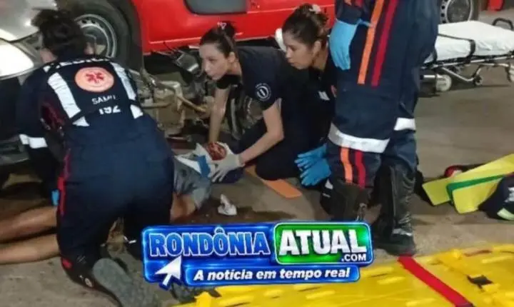 Colisão entre motocicletas deixa dois condutores feridos na Avenida Edson Lima do Nascimento em RO