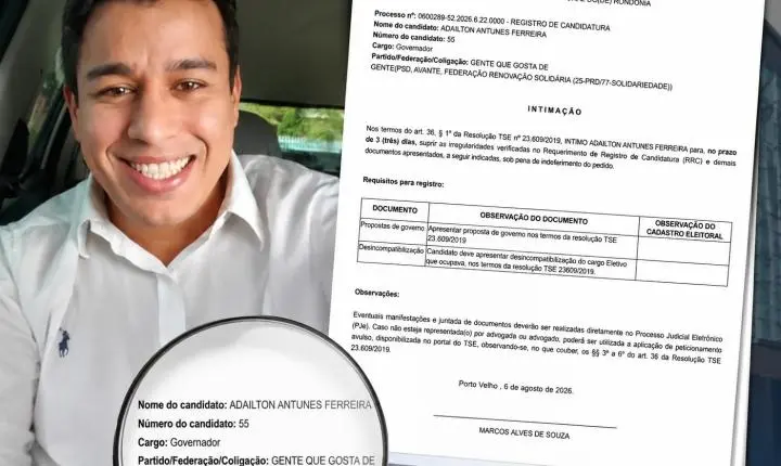 ESQUCEU DO PLANO DE GOVERNO – TRE-RO cobra Plano de Governo após registro de candidatura do fúria