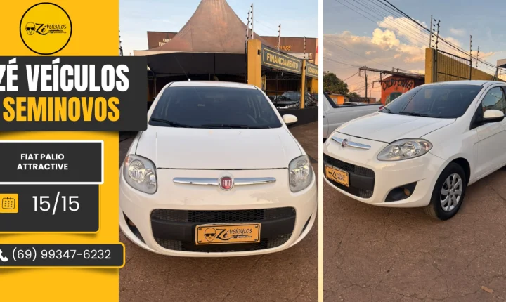 Fiat Palio Attractive 2015 tem motor 1.4 e câmbio manual na Zé Veículos