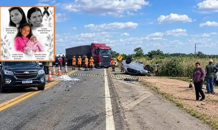 Grave acidente deixa quatro mortos entre eles mãe e duas filhas na BR-364