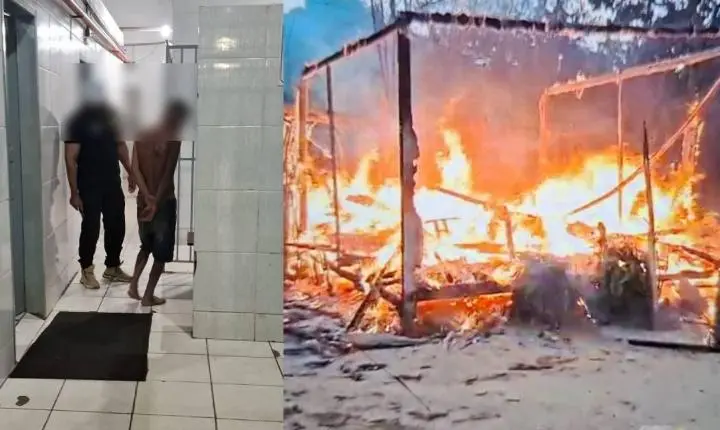 Homem é preso pela Polícia Militar depois de atear fogo em casa de mãe e ameaçá-la de morte na zona rural