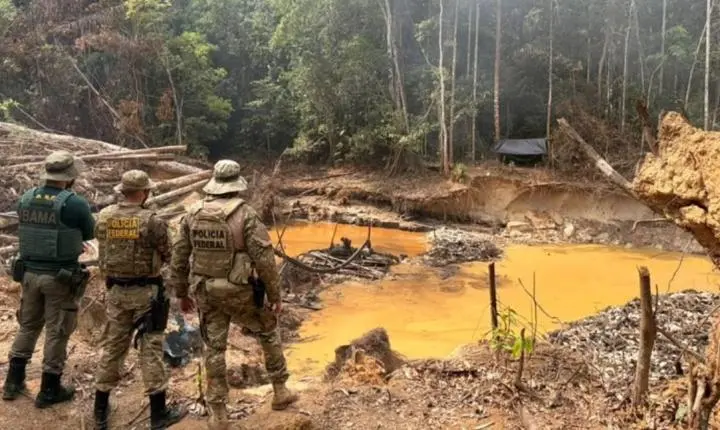 Polícia Federal e IBAMA desarticulam garimpo ilegal em terras indígenas no interior de Rondônia
