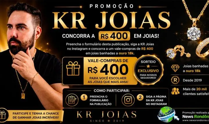 Promoção KR Joias: concorra a R$ 400 em Joias!