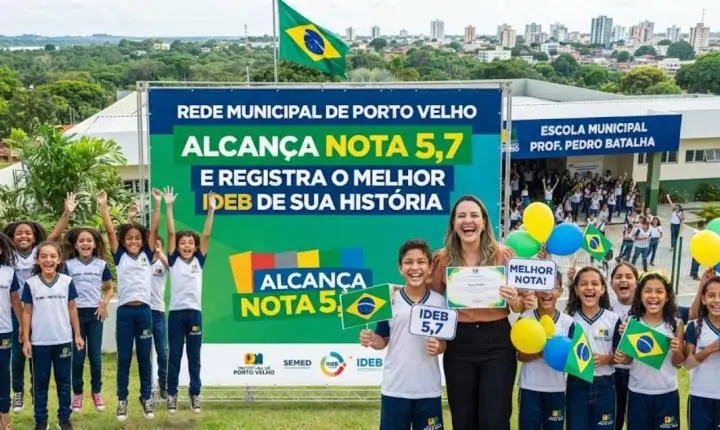 Rede municipal de Porto Velho alcança nota 5,7 e registra o melhor Ideb de sua história