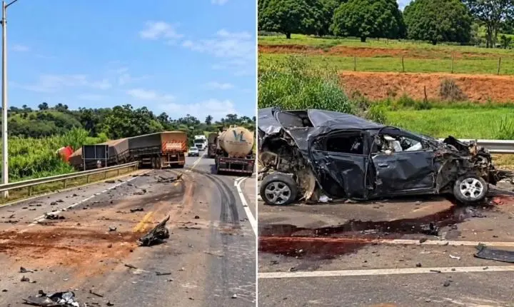 Três pessoas ficam feridas em grave acidente na BR-364