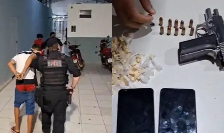 Trio é detido com pistola, munições e drogas em Porto Velho