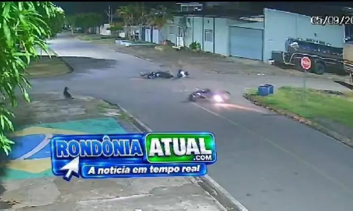 Vídeo: Motociclista fica ferida em acidente no centro de Ouro Preto do Oeste